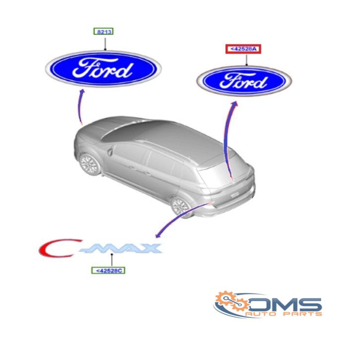Ford C-Max Rear Ford Badge 1532603, 8U5A19H250CA, OMS Auto Parts