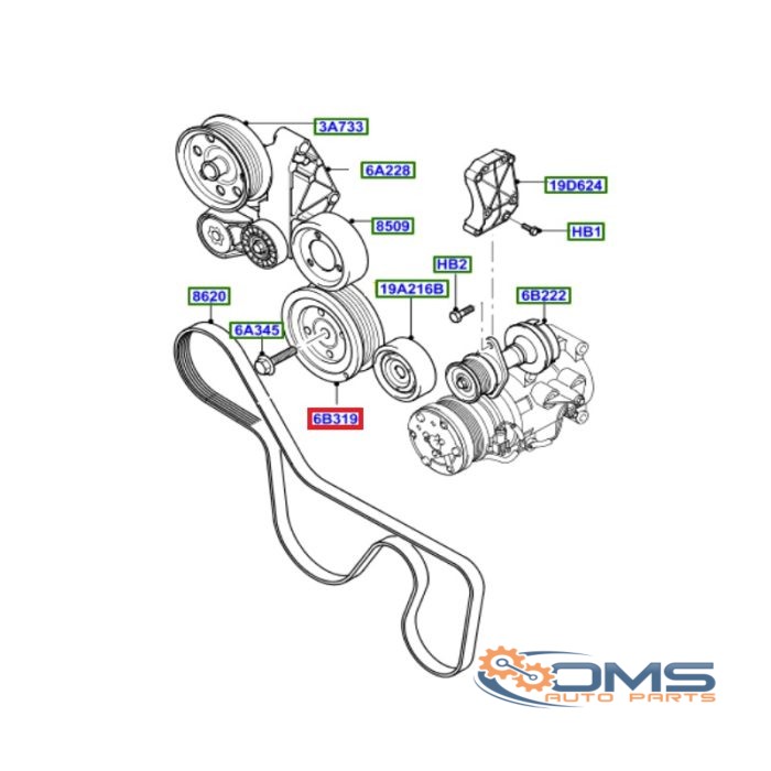 Ford Focus C-Max Connect Crankshaft Pulley 1079188, 1711500, 1198049, 1131911, 1339469, 1100051, XS4Q6B319FC, 4M5Q6B319EA, 1M5O8B274AB, 1S4Q6B319BD, 4M5Q6B319BA, OMS Auto Parts
