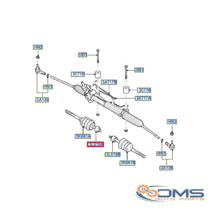 Ford Transit Inner Tie Rod - Driver Side 1370709, 4602028, 6C113L519AA, YC153L519AB, OMS Auto Parts