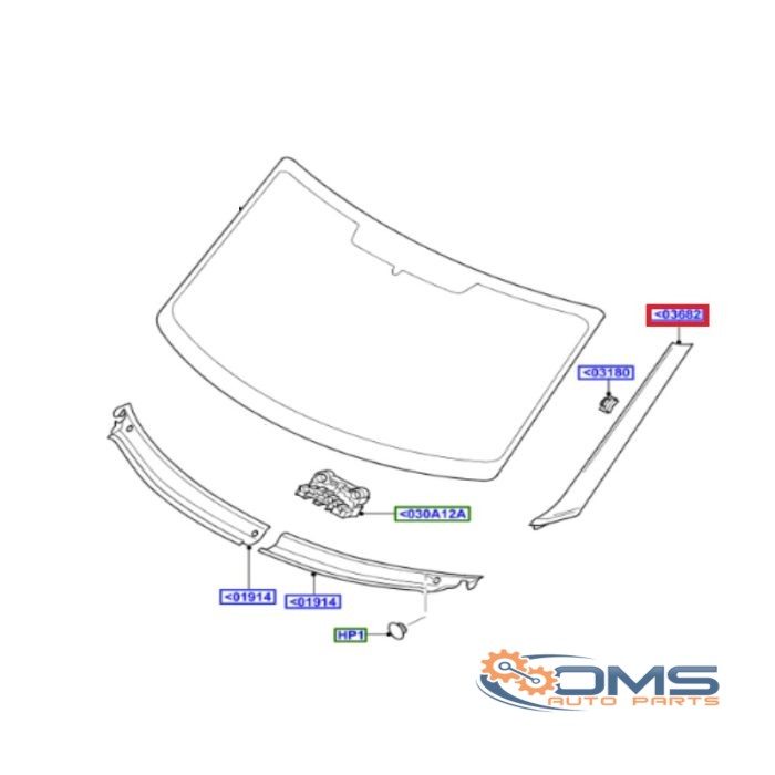 Ford Transit Windscreen Moulding - Driver Side 1755017, 1371993, 1381301, 1440080, 1450108, 1470701, 1589115, 1745592, 6C11V03682AJYYGY, 6C11V03682AHYYGY, 6C11V03682AGYYGY, 6C11V03682AFYYGY, 6C11V03682AEYYGY, OMS Auto Parts