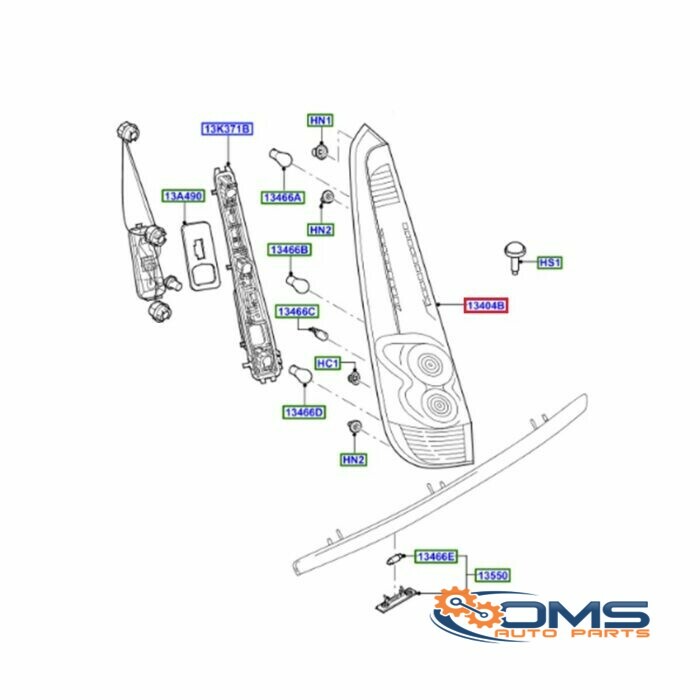 Ford Fusion Taillamp - Driver Side 1383603, 1362030, 6N1113A602AB, 6N1113A602AA