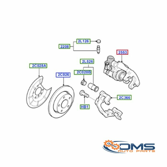 Ford Focus C-Max Rear Caliper - Passenger Side 2080516, 1365653, 1324305, 1223706, RM3M512M089BA, 3M512M089BA, 3M512M089AB, 3M512M089AA