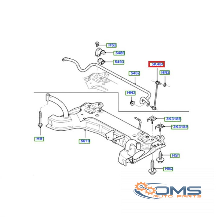 Ford Fiesta/Fusion Front Drop Link 1761200, 1469212, 1146150, 2S613B438AC, 2S613B438AD, 2S613B438AE, OMS Auto Parts