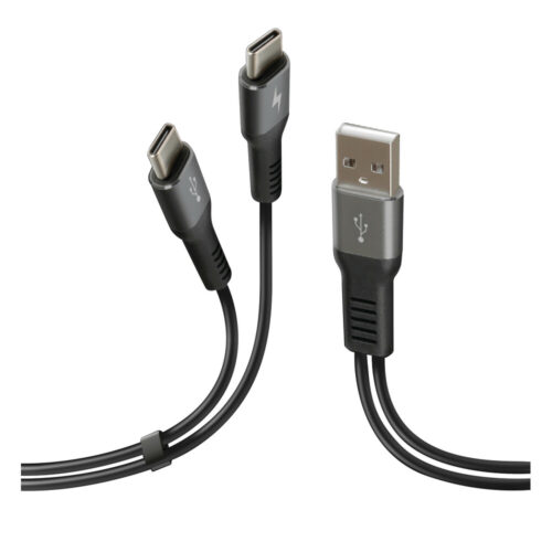 Type-C Cable With Double Connector, Usb - 100 cm - Black - OMS Auto Parts