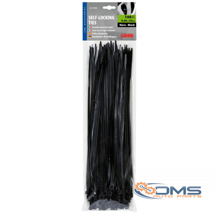 Cable Ties 100pcs - 30cm - Black - OMS Auto Parts