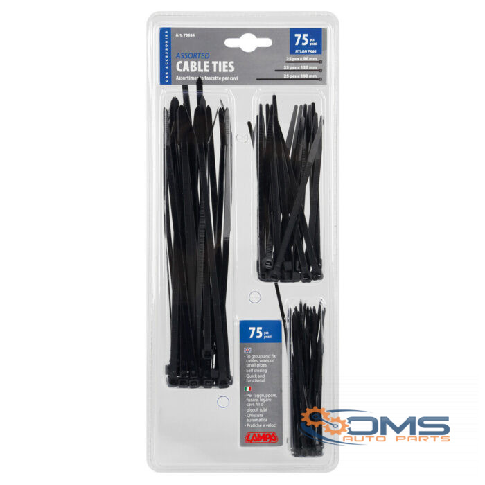 Cables Ties Nylon 75pcs Assorted - OMS Auto Parts