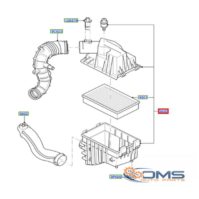 Ford Transit Airbox R2837, 1496813, 1373665, 6C119600BB, 6C119600BC, OMS Auto Parts