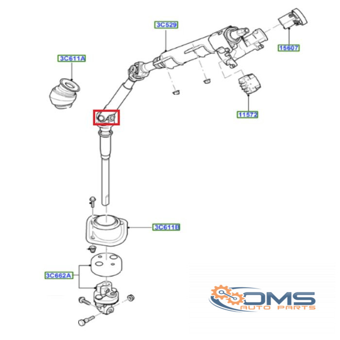 Ford Transit Steering Column Universal Joint 1510874, 1444407, 1386798, 1369606, 6C113C529CD, 6C113C529CE, OMS Auto Parts